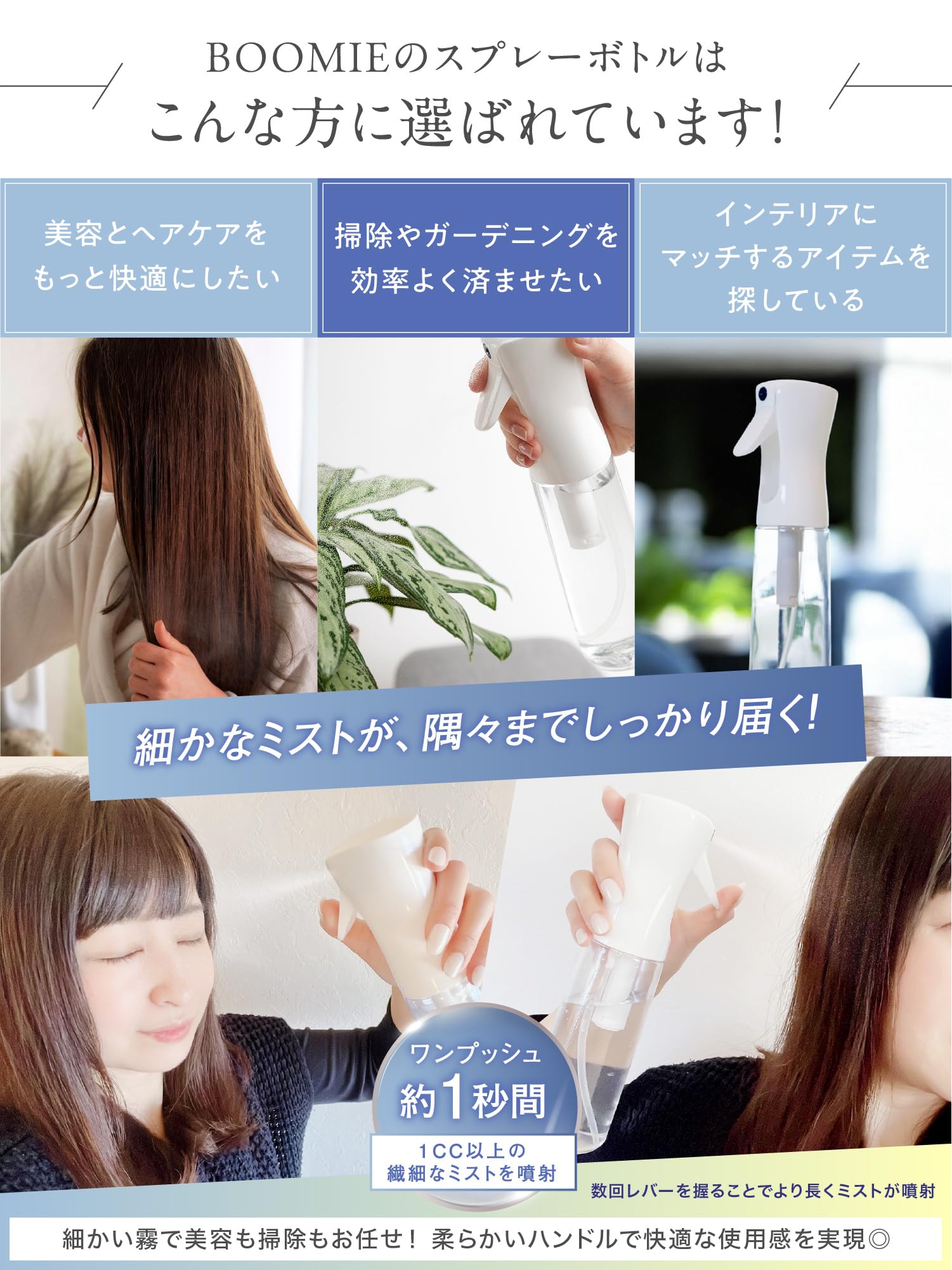 Amazon.co.jp: 【連続ミストx超微細】 スプレーボトル 500ml 超微細
